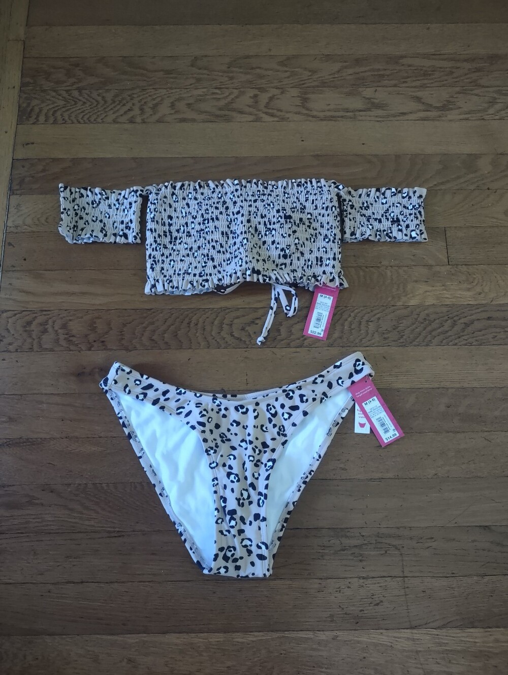 NWT leopard print kona sol two piece bathing suit medium